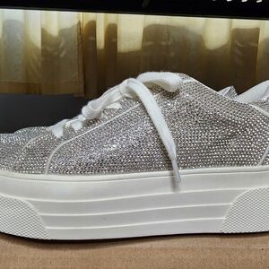 Jessica Simpson Dazzling Rhinestone Crystal-Embellished White Sneakers